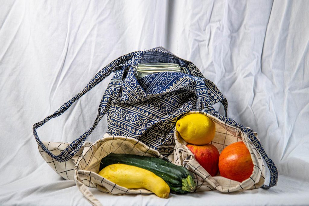 World for Good reusable tote bag filled with produce