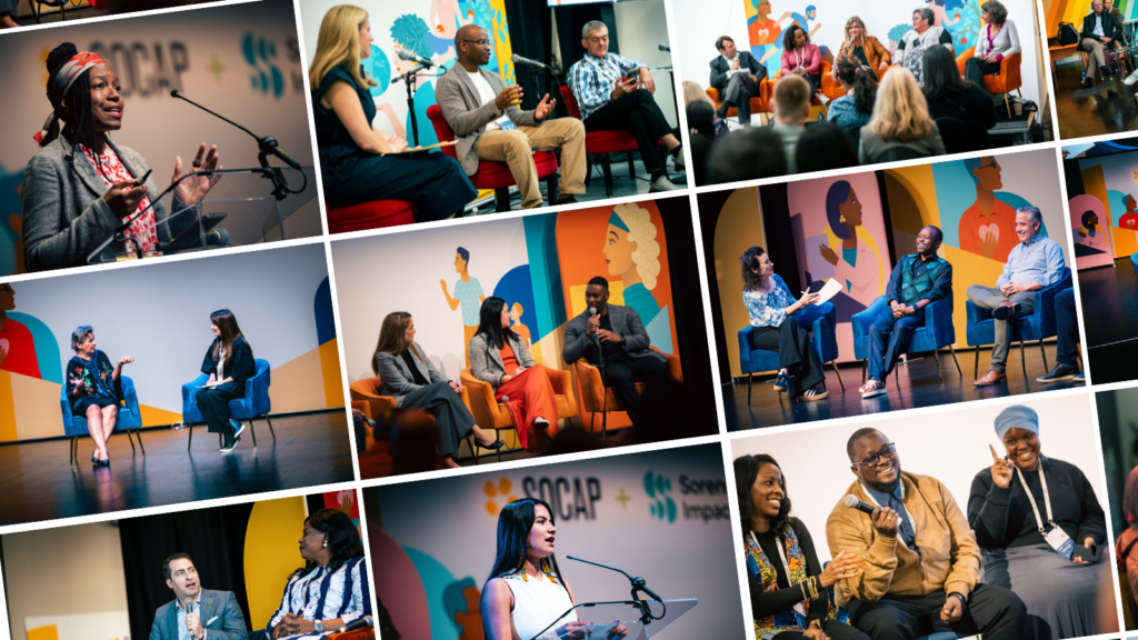 collage of photos of various presentations from SOCAP24